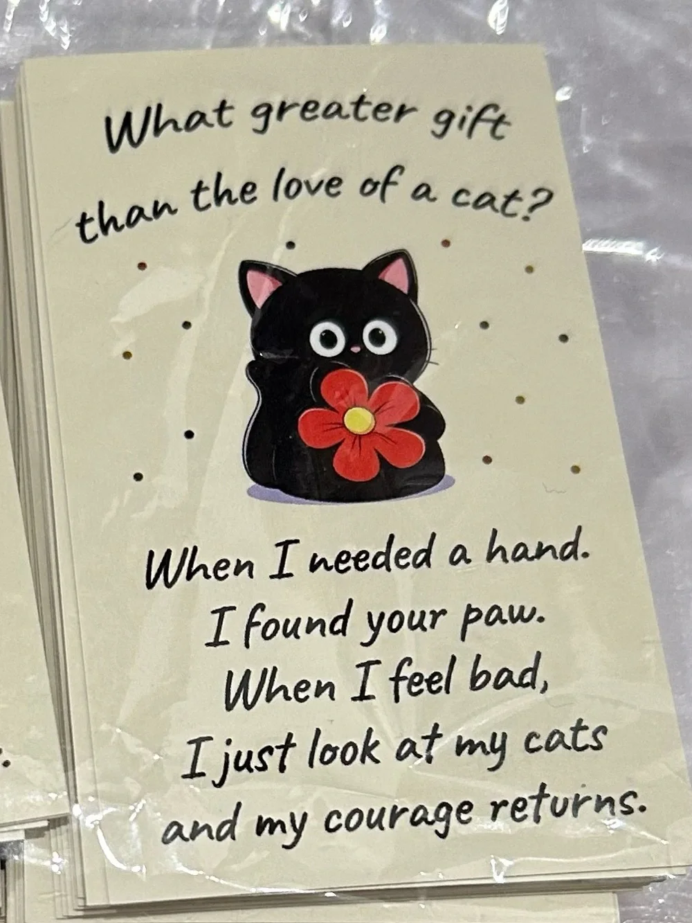 Emotional support gift favor Mini positive Cat Figurines Inspirational Card 100